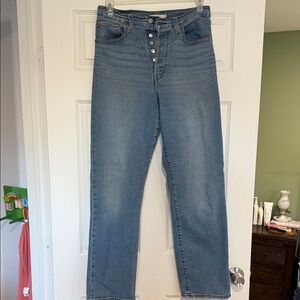 Levi's High Rise Straight Leg Jeans - Light Blue Wash